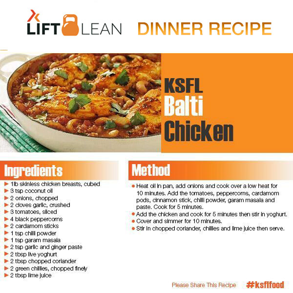 LIFT LEAN BALTI CHI DINNER LIFT LEAN BALTI CHI DINNER