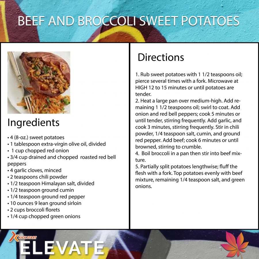 beef and broccoli sweet potatoes dinner elevate